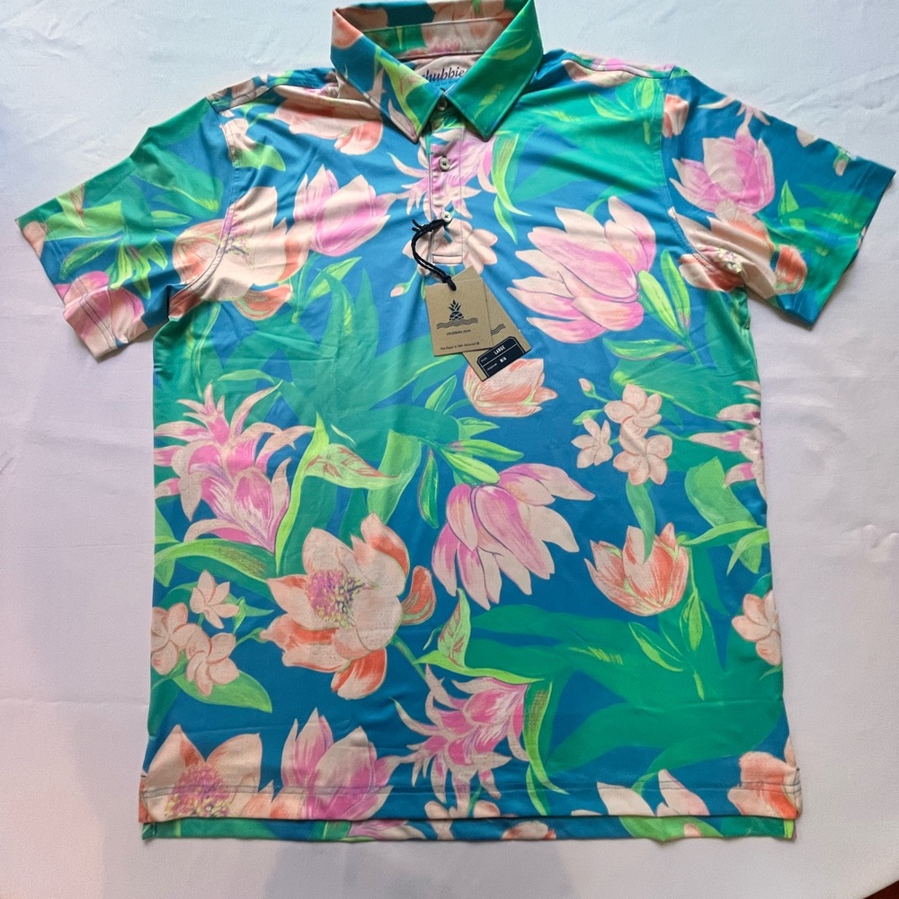 NWT Chubbies Tropical Shirt Large, XL Summer Vacay Resort Vibrant Casual Button